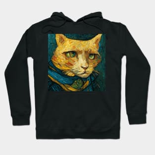 funny portrait cat van gogh style Hoodie